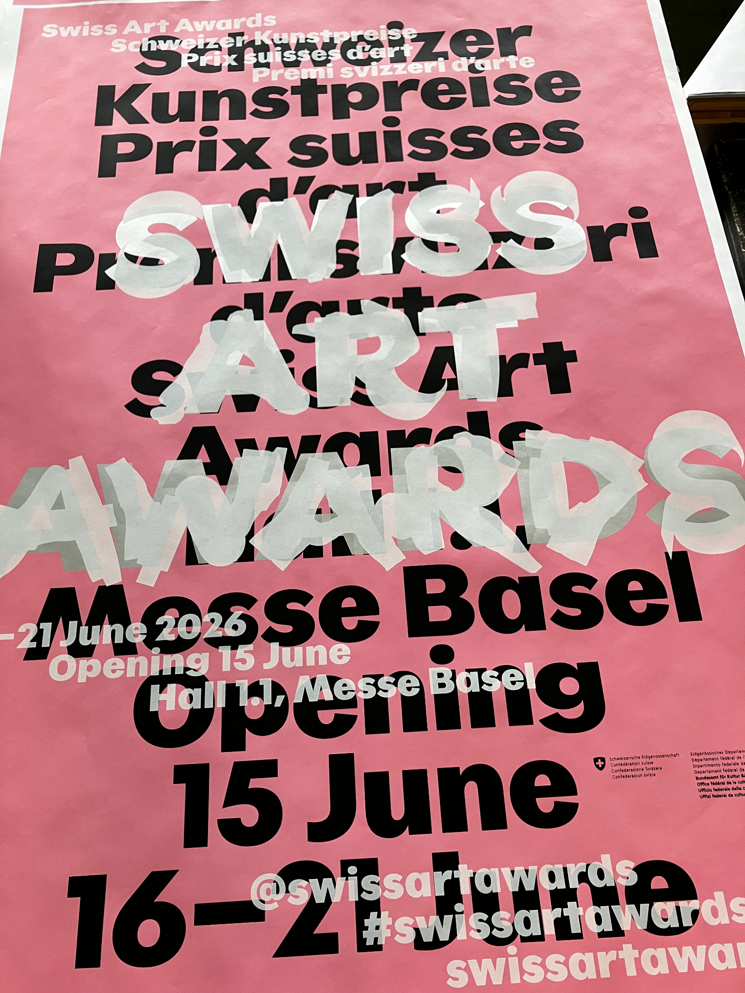 Siebdruckplakat für die Swiss Art Awards